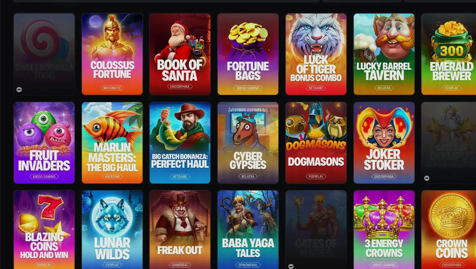 Интерфейс казино Мэд на большом экране с играми